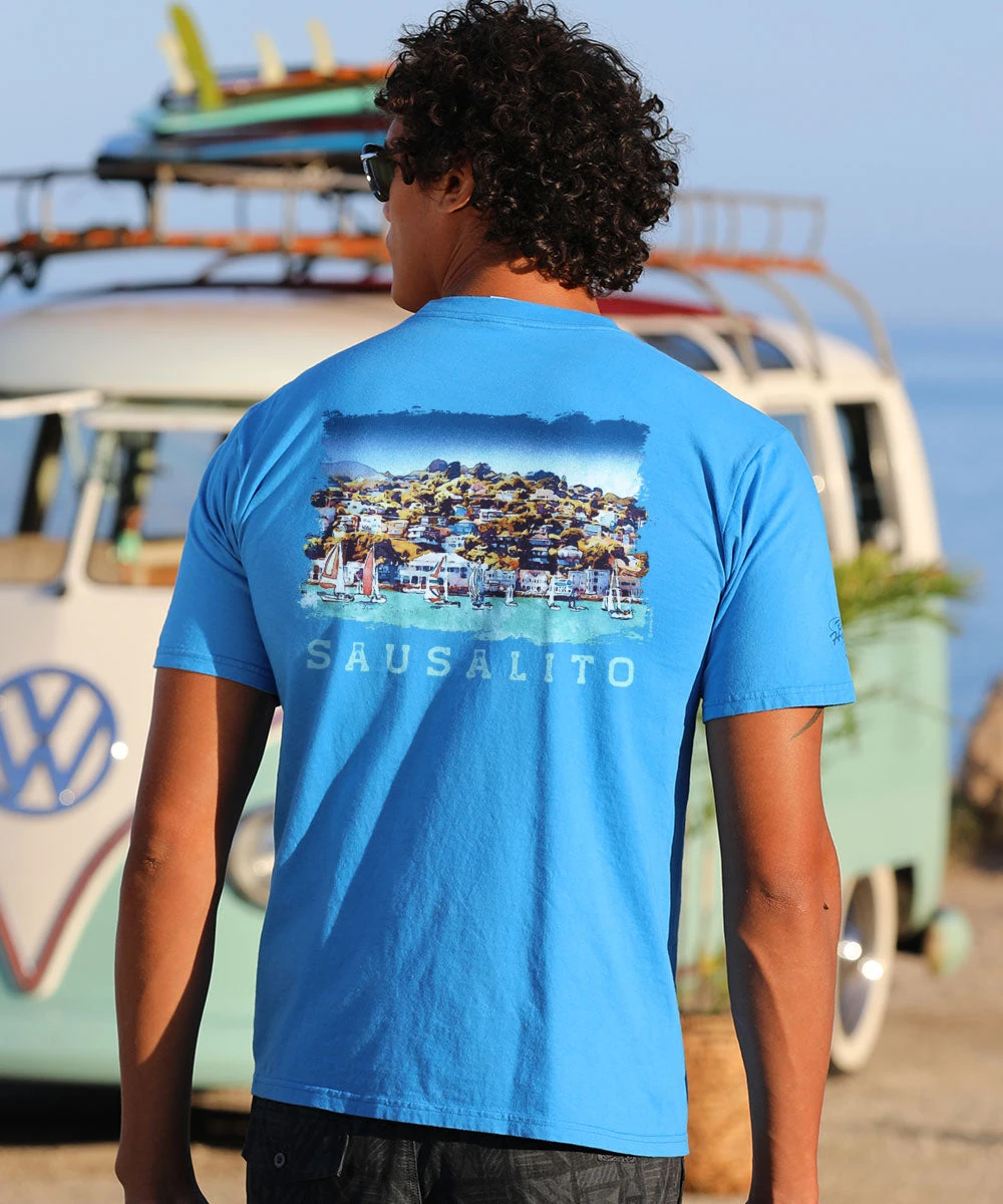 Sailing Sausalito - Blue Hawaii Dyed Short Sleeve Crewneck T-Shirt 2 Sailing Sausalito - Blue Hawaii Dyed Short Sleeve Crewneck T-Shirt - Image 2