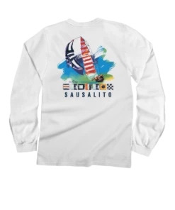 Painted Sails - White Long Sleeve Crewneck T-Shirt