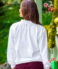 Poppy Swirl - White Long Sleeve Lightweight Pullover 6 Poppy Swirl - White Long Sleeve Lightweight Pullover -Crazy Shirts Sale Store 1013755 1A