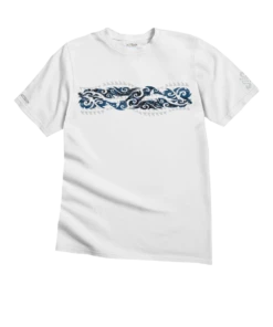 Tribal Mano Stripe - White Short Sleeve Crewneck T-Shirt
