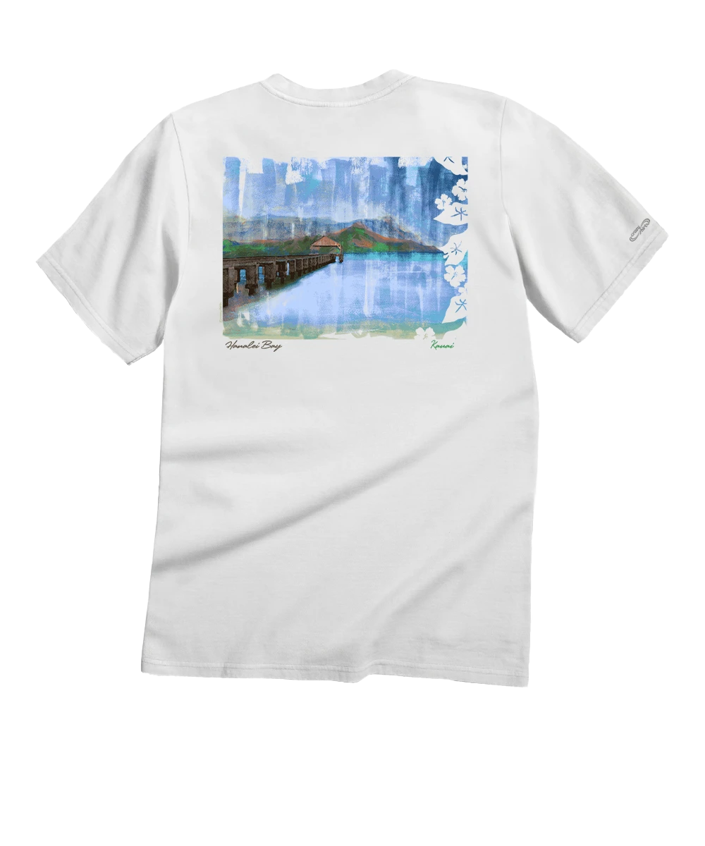Painted Hanalei - White Short Sleeve Crewneck T-Shirt 1 Painted Hanalei - White Short Sleeve Crewneck T-Shirt