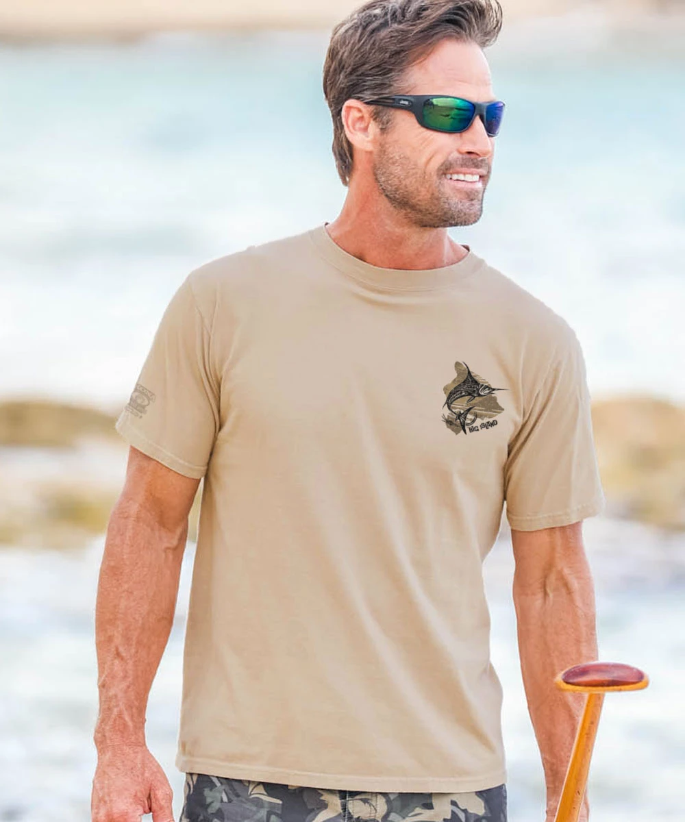 Marlin Of Hawaii - Kona Coffee Dyed Short Sleeve Crewneck T-Shirt 3 Marlin Of Hawaii - Kona Coffee Dyed Short Sleeve Crewneck T-Shirt - Image 3