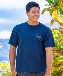 Moose Sighting - Navy Short Sleeve Crewneck T-Shirt -Crazy Shirts Sale Store 2000703 1A