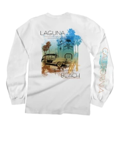 Shine On Laguna - White Long Sleeve Crewneck T-Shirt