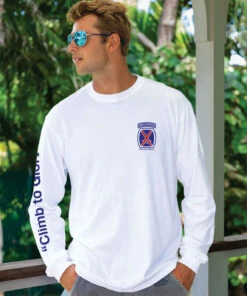 10th Mountain Division - White Long Sleeve Crewneck T-Shirt -Crazy Shirts Sale Store 2001959 1A