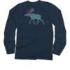 Moose Sighting - Navy Long Sleeve Crewneck T-Shirt