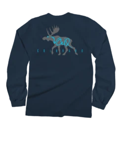 Moose Sighting - Navy Long Sleeve Crewneck T-Shirt