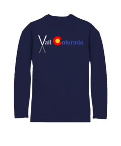 Crossed Skis - Indigo Long Sleeve Pima T-Shirt