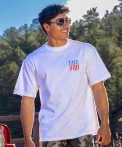 Red White Blue Flag - White Short Sleeve Crewneck T-Shirt -Crazy Shirts Sale Store 2004365 1A