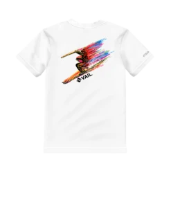 Vail Resort Technicolor Skier - White Short Sleeve Crewneck T-Shirt