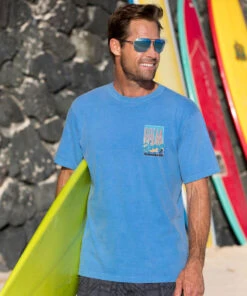 Fly Palm Springs - Blue Hawaii Dyed Short Sleeve Crewneck T-Shirt -Crazy Shirts Sale Store 2007746 1A
