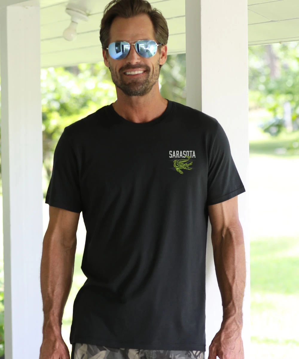 Tribal Gator - Jet Black Short Sleeve Pima T-Shirt 3 Tribal Gator - Jet Black Short Sleeve Pima T-Shirt - Image 3