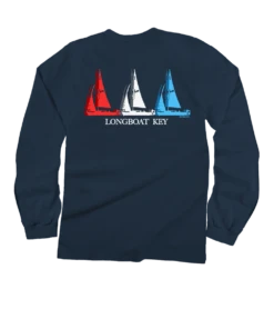 Sails Blu - Navy Long Sleeve Crewneck T-Shirt