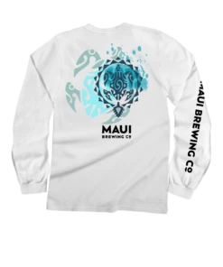 Maui Brewing Co Logo New Splatter - White Long Sleeve Crewneck T-Shirt