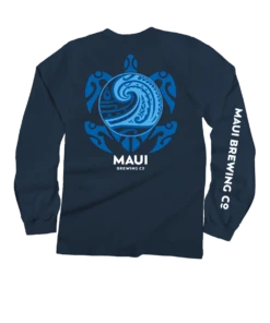 Maui Brewing Co New Big Swell - Navy Long Sleeve Crewneck T-Shirt