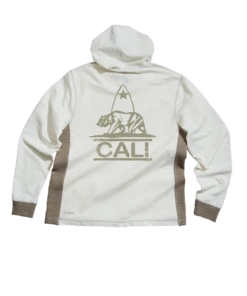 California Bear Mark - Natural/Gray Long Sleeve Longboard Hooded Tee