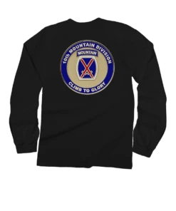 10th Mountain Medallion - Black Long Sleeve Crewneck T-Shirt