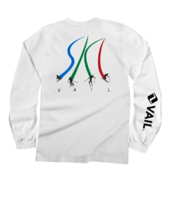 Vail Resort Ultimate Ski - White Long Sleeve Crewneck T-Shirt
