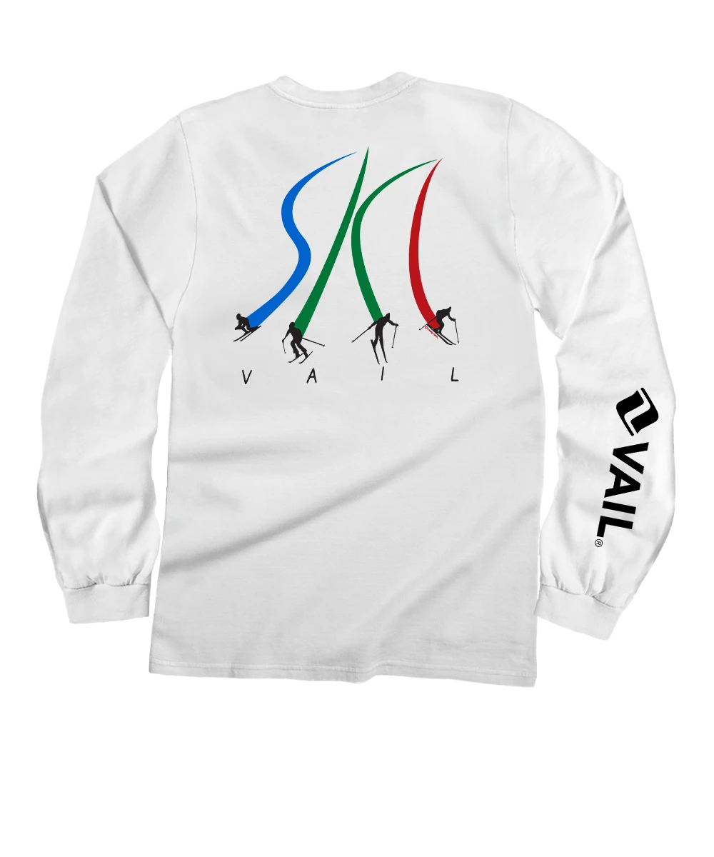 Vail Resort Ultimate Ski - White Long Sleeve Crewneck T-Shirt 1 Vail Resort Ultimate Ski - White Long Sleeve Crewneck T-Shirt