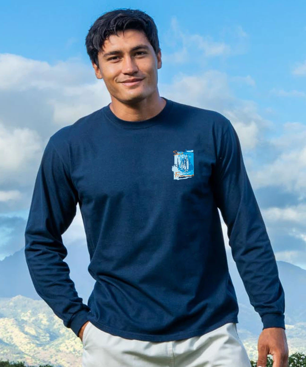 San Francisco Favs - Navy Long Sleeve Crewneck T-Shirt 3 San Francisco Favs - Navy Long Sleeve Crewneck T-Shirt - Image 3