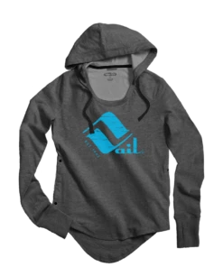 Retro Vail Gray Heather Long Sleeve Harmony Hooded T