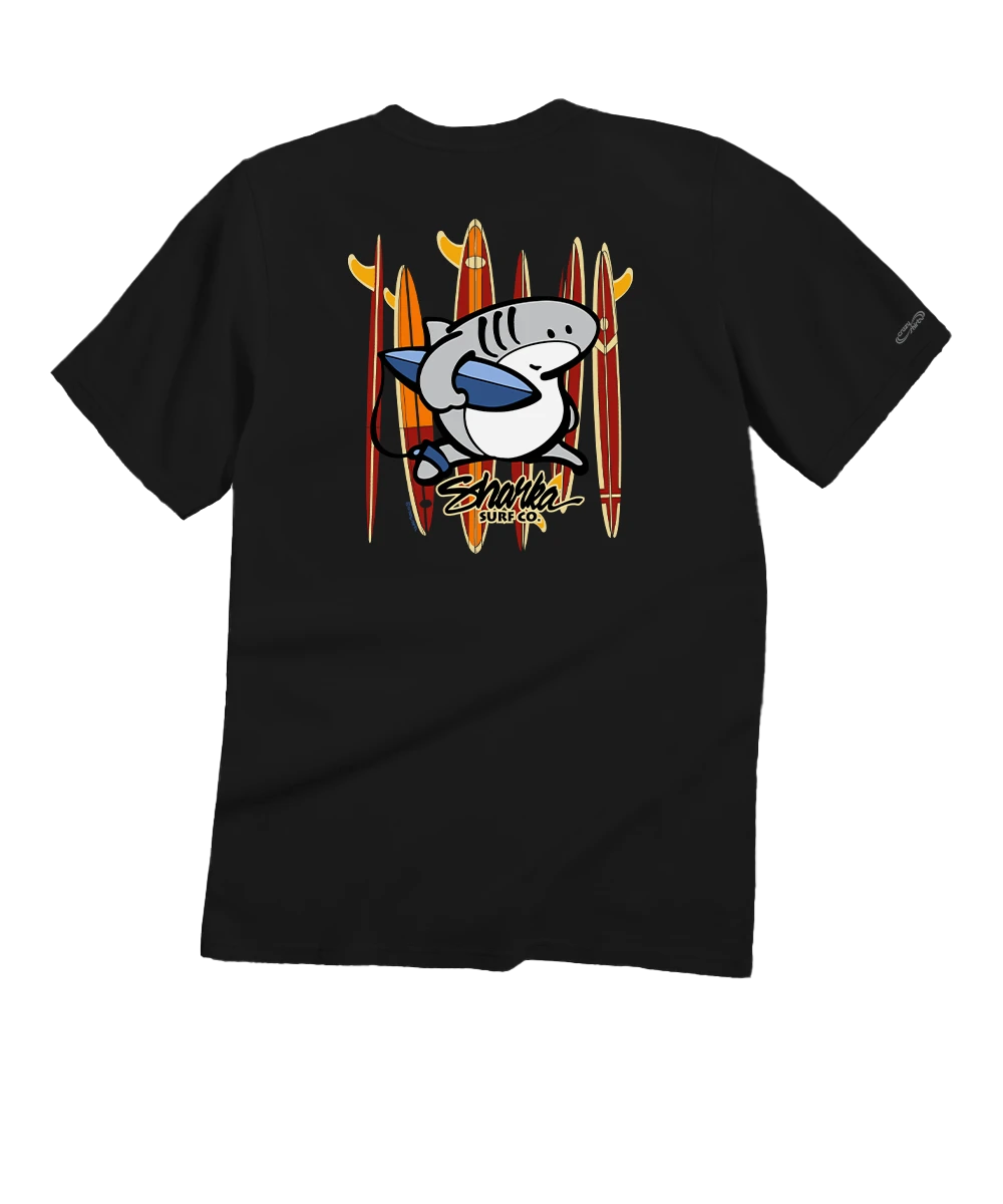 Sharka™ Surfboards - Black Short Sleeve Crewneck T-Shirt 1 Sharka™ Surfboards - Black Short Sleeve Crewneck T-Shirt