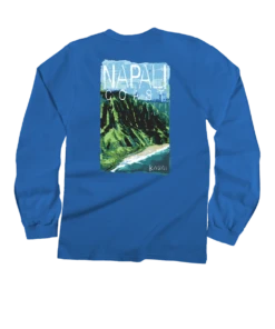 Painted Napali Coast - Blue Hawaii Dyed Long Sleeve Crewneck T-Shirt
