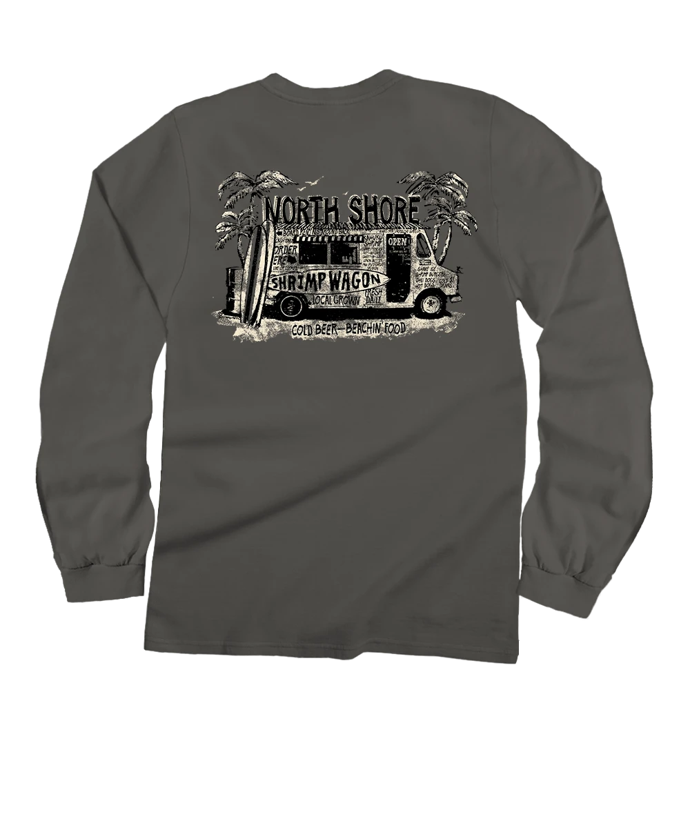 Shrimp Wagon - Crater Dyed® Long Sleeve Crewneck T-Shirt 1 Shrimp Wagon - Crater Dyed® Long Sleeve Crewneck T-Shirt