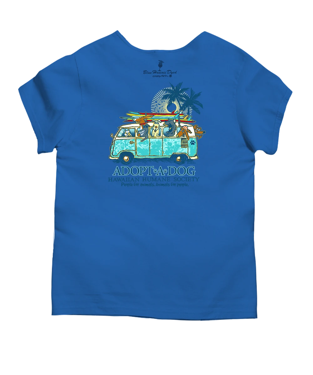 Volkswagen Hawaiian Humane Society Dog Day - Blue Hawaii Dyed Short Sleeve Scoop Neck T-Shirt 4 Volkswagen Hawaiian Humane Society Dog Day - Blue Hawaii Dyed Short Sleeve Scoop Neck T-Shirt - Image 4