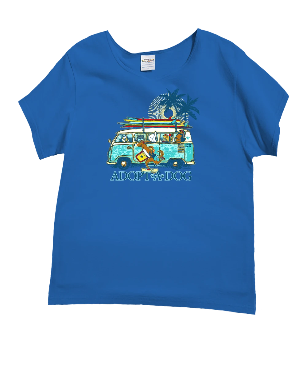 Volkswagen Hawaiian Humane Society Dog Day - Blue Hawaii Dyed Short Sleeve Scoop Neck T-Shirt 1 Volkswagen Hawaiian Humane Society Dog Day - Blue Hawaii Dyed Short Sleeve Scoop Neck T-Shirt