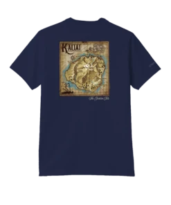 Old Kauai Map - Indigo Short Sleeve Pima T-Shirt