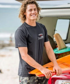 Volkswagen Cool Surf Van - Jet Black Short Sleeve Pima T-Shirt -Crazy Shirts Sale Store 2011811 1A