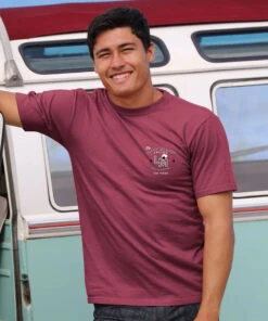 Lucky Monkey - Paradise Red Dyed Short Sleeve Crewneck T-Shirt -Crazy Shirts Sale Store 2011970 1A