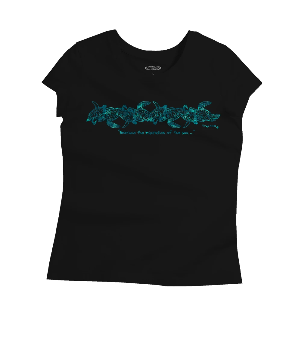 Wyland® Sea Turtle Band - Jet Black Short Sleeve Pima T-Shirt 1 Wyland® Sea Turtle Band - Jet Black Short Sleeve Pima T-Shirt