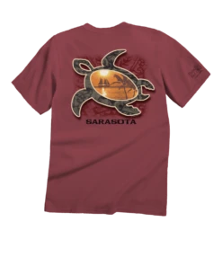 Sunset Honu - Paradise Red Dyed Short Sleeve Crewneck T-Shirt