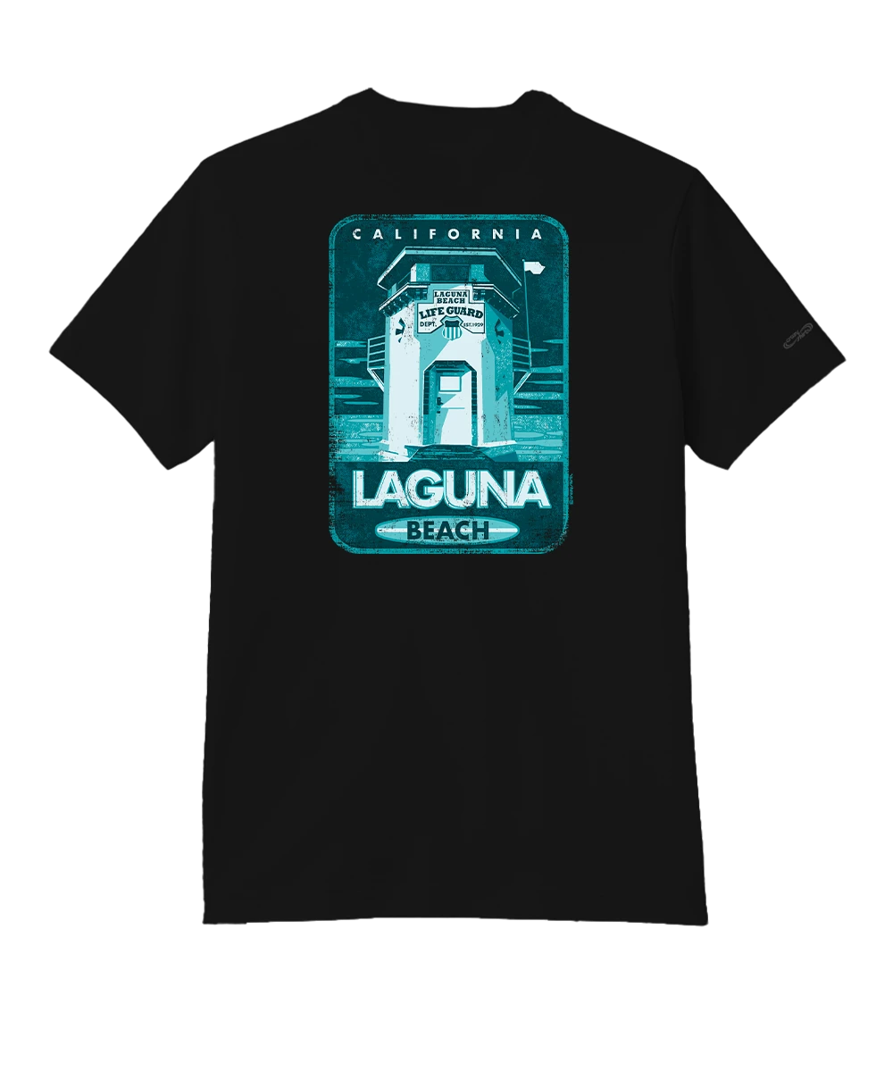 Laguna Beach Watch Tower - Jet Black Short Sleeve Pima T-Shirt 1 Laguna Beach Watch Tower - Jet Black Short Sleeve Pima T-Shirt