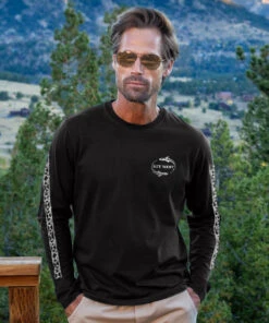 Circling Buoy - Jet Black Long Sleeve Pima T-Shirt -Crazy Shirts Sale Store 2012444 1A