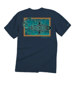 Tribal Petro Mano - Navy Short Sleeve Crewneck T-Shirt