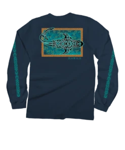 Tribal Petro Mano - Navy Long Sleeve Crewneck T-Shirt