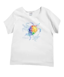 Turtle Seascape - White Short Sleeve Scoop Neck T-Shirt