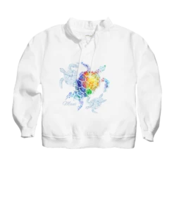 Turtle Seascape - White Long Sleeve Lightweight Pullover
