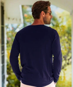 Wind And Sea - Indigo Long Sleeve Pima T-Shirt -Crazy Shirts Sale Store 2012743 1A