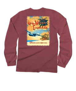 Key West Express - Paradise Red Dyed Long Sleeve Crewneck T-Shirt