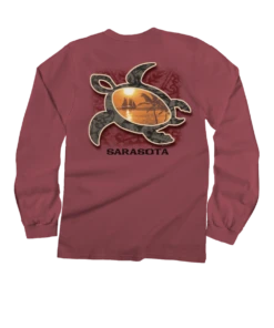 Sunset Honu - Paradise Red Dyed Long Sleeve Crewneck T-Shirt