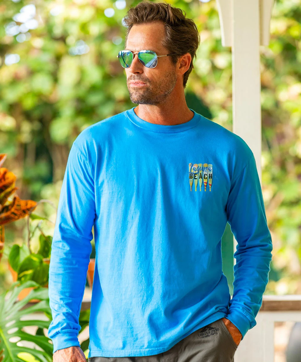 Laguna Beach Oars - Blue Hawaii Dyed Long Sleeve Crewneck T-Shirt 3 Laguna Beach Oars - Blue Hawaii Dyed Long Sleeve Crewneck T-Shirt - Image 3