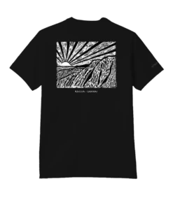 Kailua Lanikai Woodcut - Jet Black Short Sleeve Pima T-Shirt