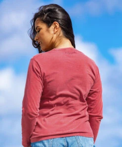 Desert Sunset - Paradise Red Dyed Long Sleeve Crewneck T-Shirt -Crazy Shirts Sale Store 2013038 1A