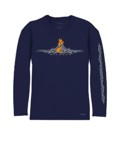Kilauea Tattoo - Indigo Long Sleeve Pima T-Shirt