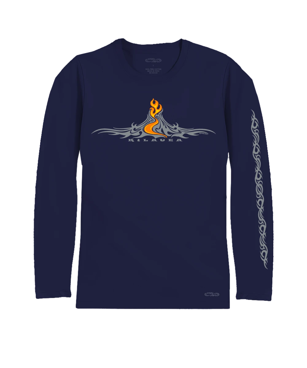 Kilauea Tattoo - Indigo Long Sleeve Pima T-Shirt 1 Kilauea Tattoo - Indigo Long Sleeve Pima T-Shirt