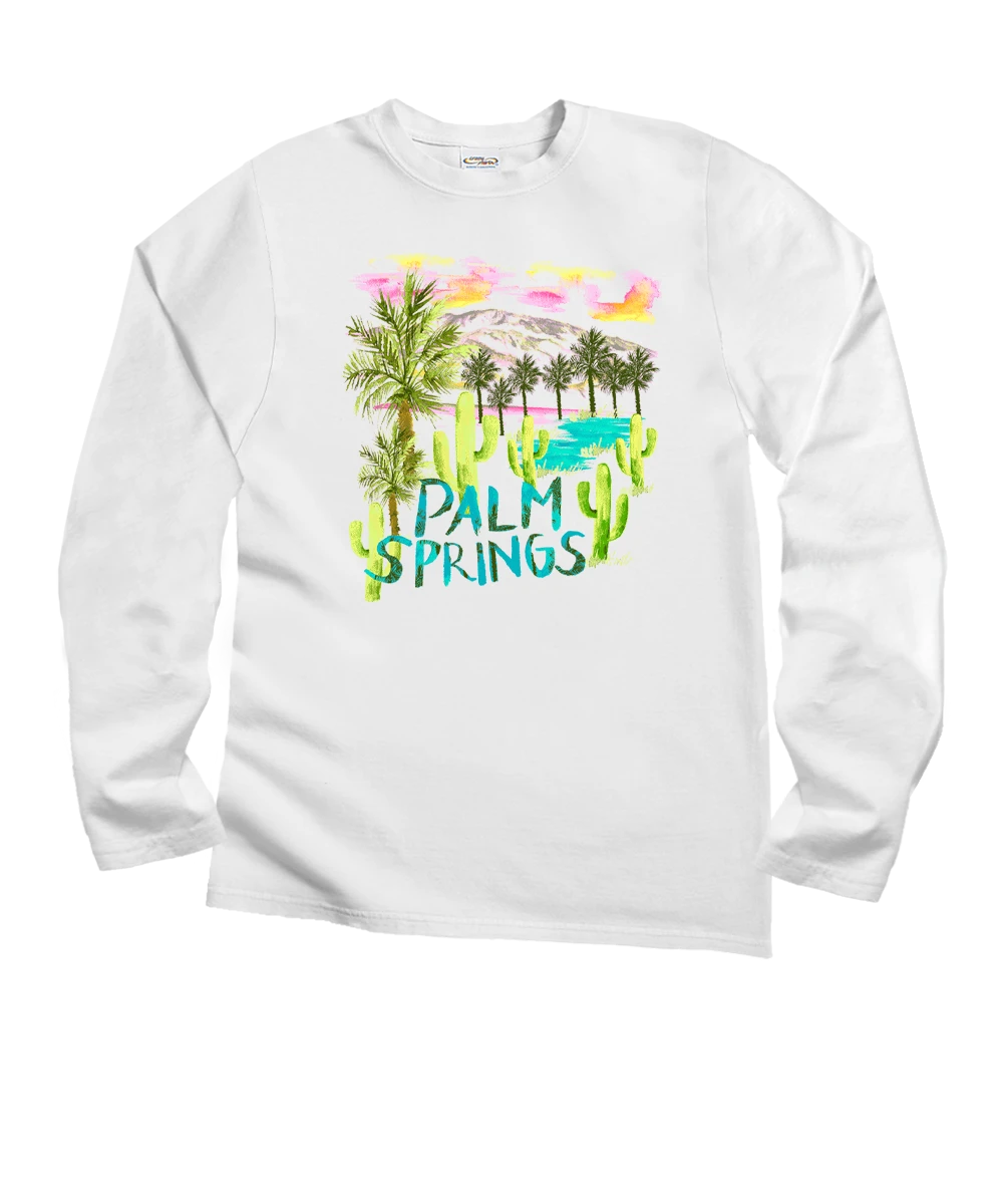 The Desert Getaway - White Long Sleeve Crewneck T-Shirt 1 The Desert Getaway - White Long Sleeve Crewneck T-Shirt